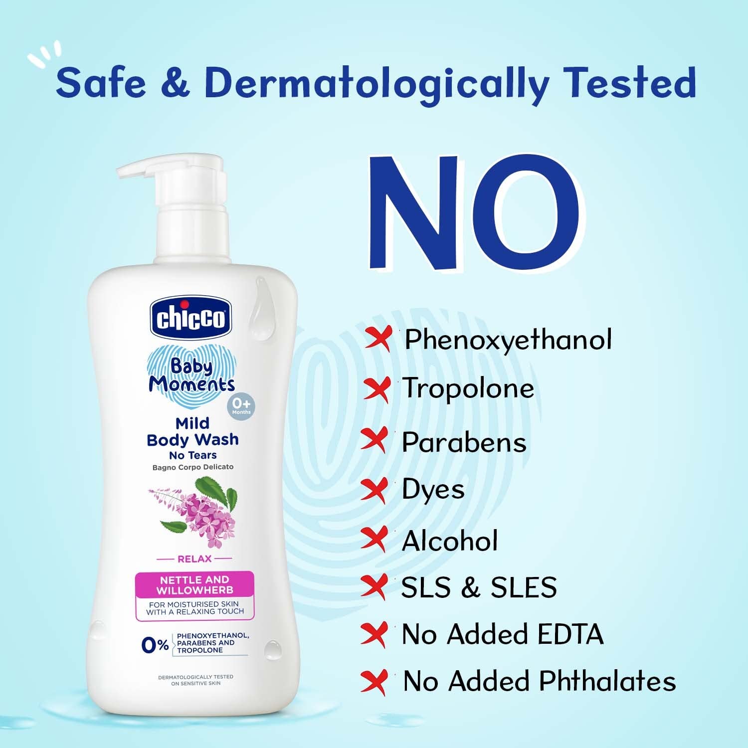 Chicco Baby Moments Mild Body Wash Relax, New Advanced Formula with Natural Ingredients, No Tears & Soap-Free, Mild formula for Baby’s Body & Face Wash, No Phenoxyethanol and Parabens