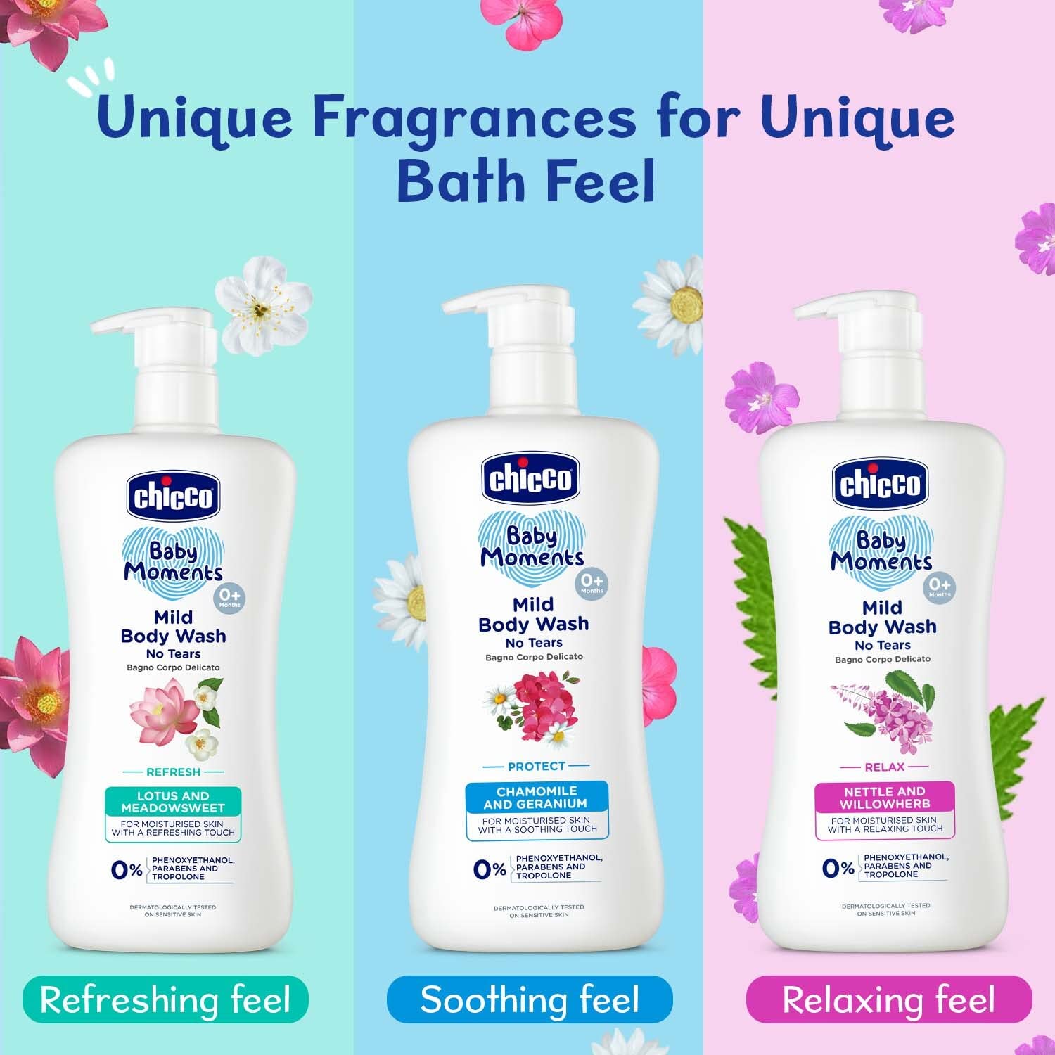 Chicco Baby Moments Mild Body Wash Relax, New Advanced Formula with Natural Ingredients, No Tears & Soap-Free, Mild formula for Baby’s Body & Face Wash, No Phenoxyethanol and Parabens