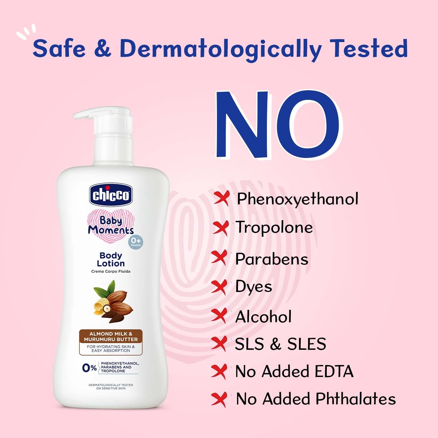 Chicco Baby Moments Body Lotion for Babies | Almond Milk & Murumuru Butter | Quick Absorb Formula with Natural Ingredients for Ultra Soft Skin | Dermatologically Tested | Parabens & Phenoxyethanol Free