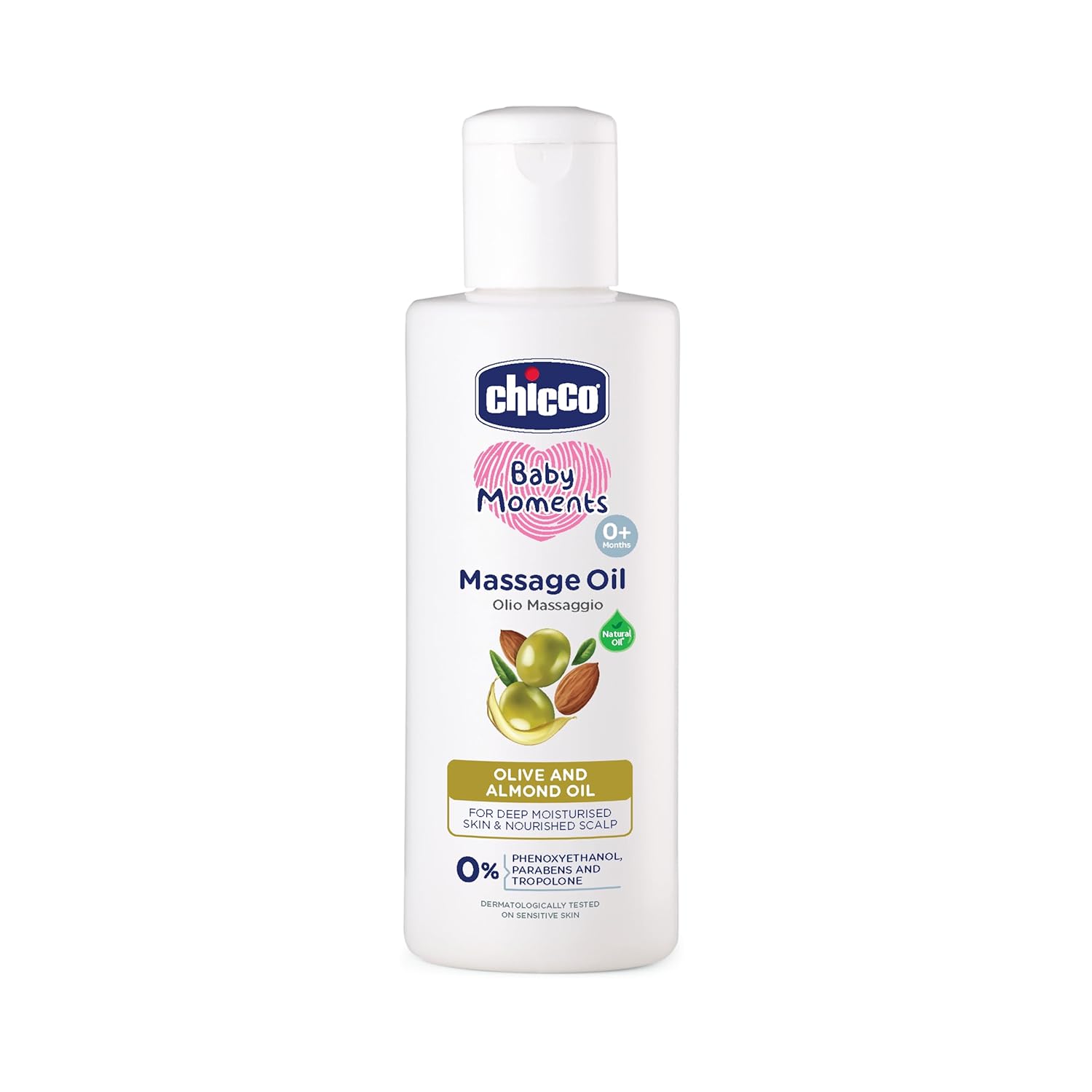 Chicco Baby Moments Massage Oil, New Advanced Non-sticky & Moisturizing Formula, Suitable for Baby’s Skin, Hair & Scalp, No Phenoxyethanol & Parabens