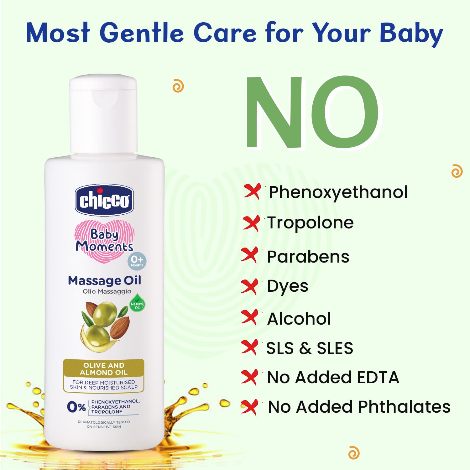 Chicco Baby Moments Massage Oil, New Advanced Non-sticky & Moisturizing Formula, Suitable for Baby’s Skin, Hair & Scalp, No Phenoxyethanol & Parabens
