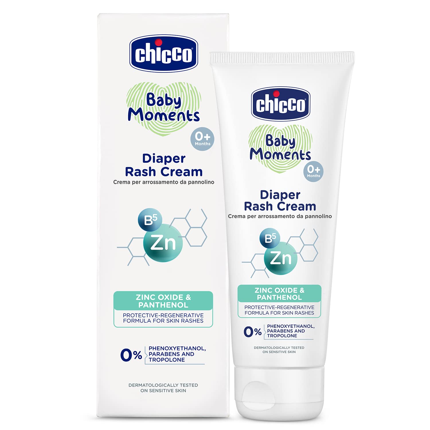 Chicco Baby Moments Diaper Rash Cream, New Advanced Triple Protection Skin Shield Formula with Natural Ingredients to Prevent Rashes & Irritation, No Phenoxyethanol & Parabens
