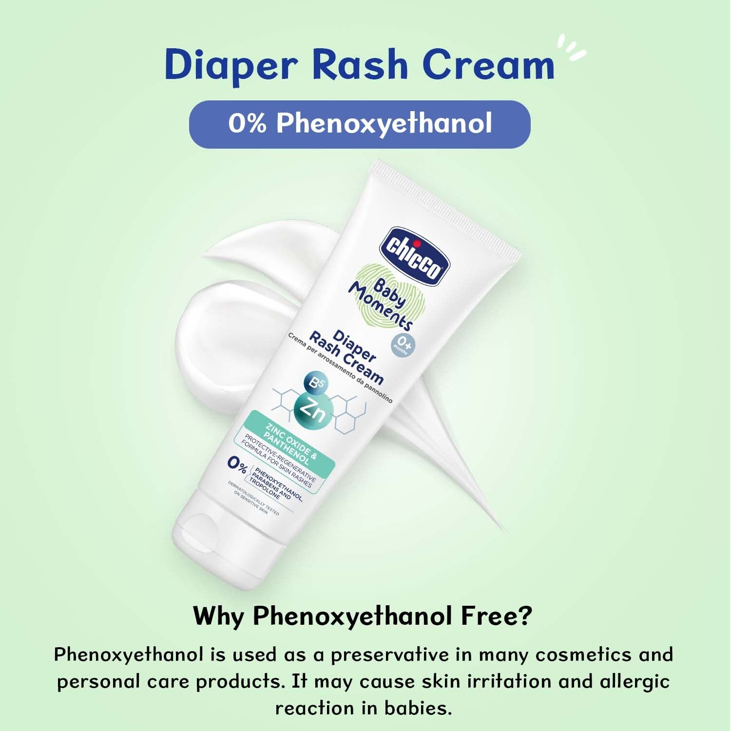 Chicco Baby Moments Diaper Rash Cream, New Advanced Triple Protection Skin Shield Formula with Natural Ingredients to Prevent Rashes & Irritation, No Phenoxyethanol & Parabens
