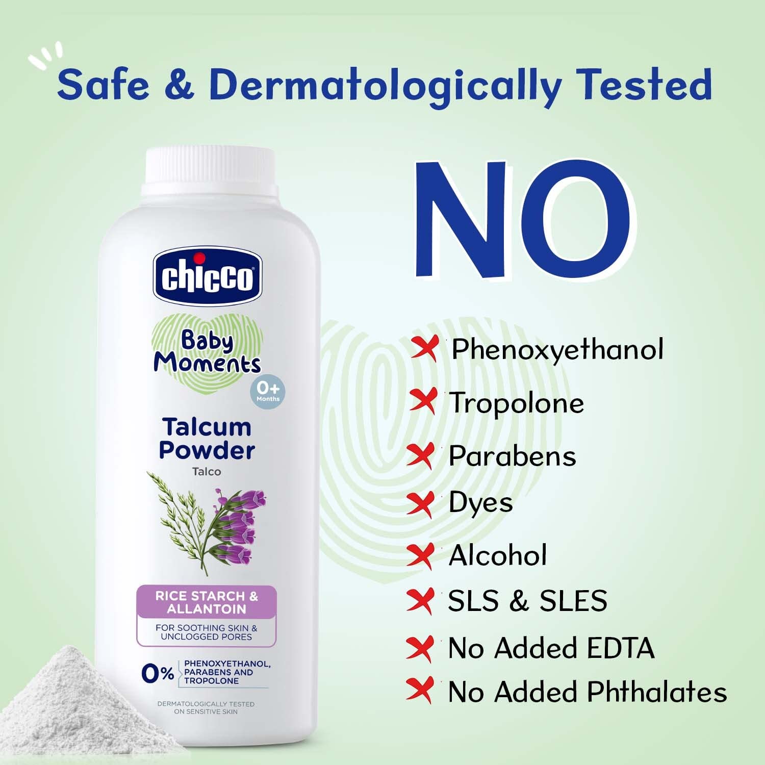Chicco Baby Moments Talcum Powder with Natural Ingredients, Soothes & Moisturises Baby’s Skin, Dermatologically Tested, Paraben Free, Phenoxyethanol Free 0M+